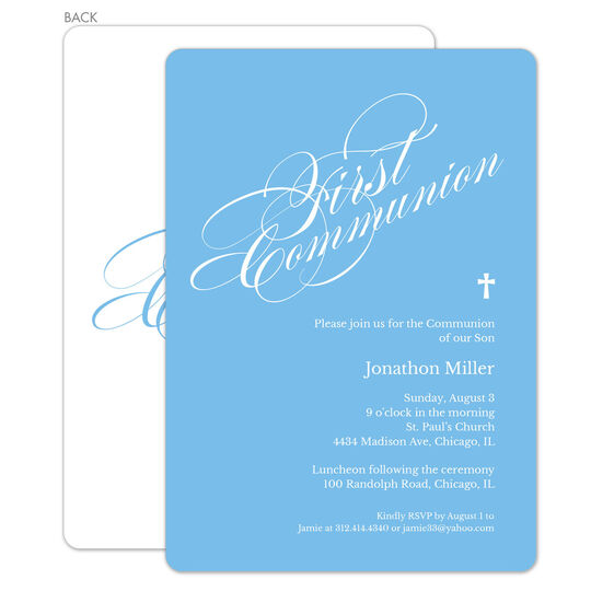 Blue First Communion Invitations
